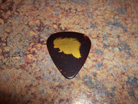 Guitar Pick Medium Celluloid - Porcupine - Gold on Brown Shell Plastic