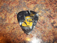 Guitar Pick Medium Celluloid - Paul Bunyan Rock - Gold on Black Pearl Plastic