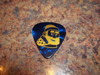 Guitar Pick Medium Celluloid - Paul Bunyan - Gold on Blue Pearl Plastic