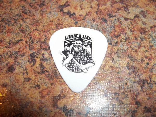 Guitar Pick Medium Celluloid - Lumberjack - Black on White Plastic