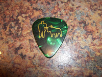 Guitar Pick Medium Celluloid - Paul & Babe - Gold on Green Pearl Plastic