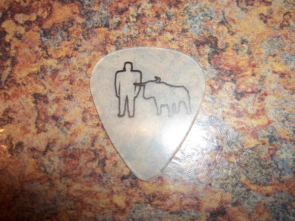 Guitar Pick Medium Celluloid - Paul & Babe - Black on Glow Plastic