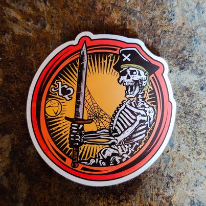 Les White X2 Skeleton Pirate Sticker Die Cut