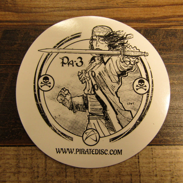 Les White Pirate Disc Golf Disc Sticker PA3