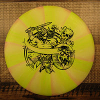 Streamline Pilot Cosmic Electron Hard Les White Warrior Putt & Approach Disc Golf Disc 174 Grams Yellow Pink Green