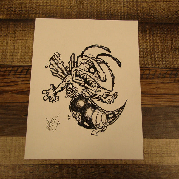 Les White Original Drawing Zombee