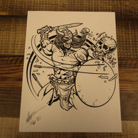 Les White Original Drawing Warrior