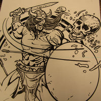 Les White Original Drawing Warrior