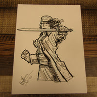 Les White Original Drawing Female Pirate