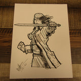 Les White Original Drawing Female Pirate