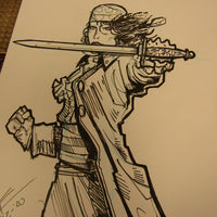 Les White Original Drawing Female Pirate