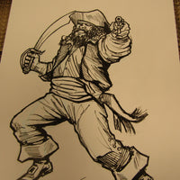 Les White Original Drawing Deckhand Pirate