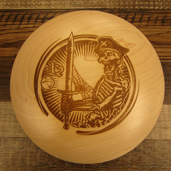 Maple Wood Art Disc Les White Skeleton Pirate Full Size 158 Grams
