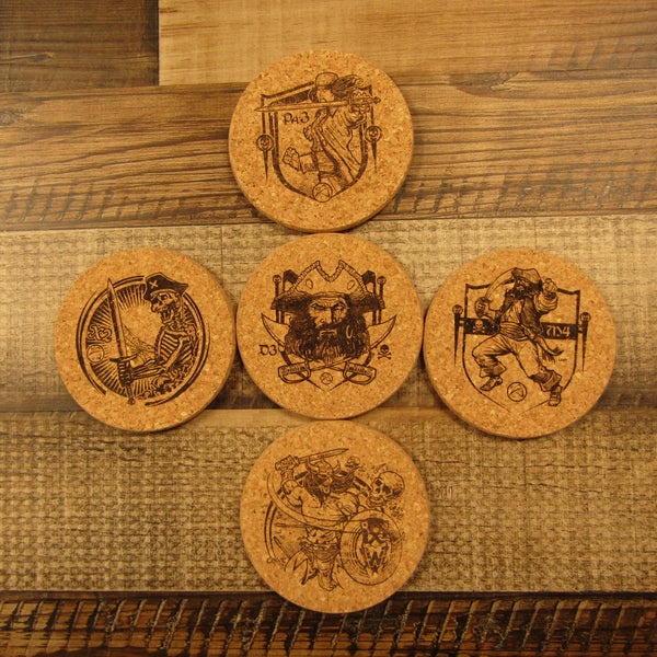 Coaster Set of 5 - Art by Les White - Pirates and Warrior