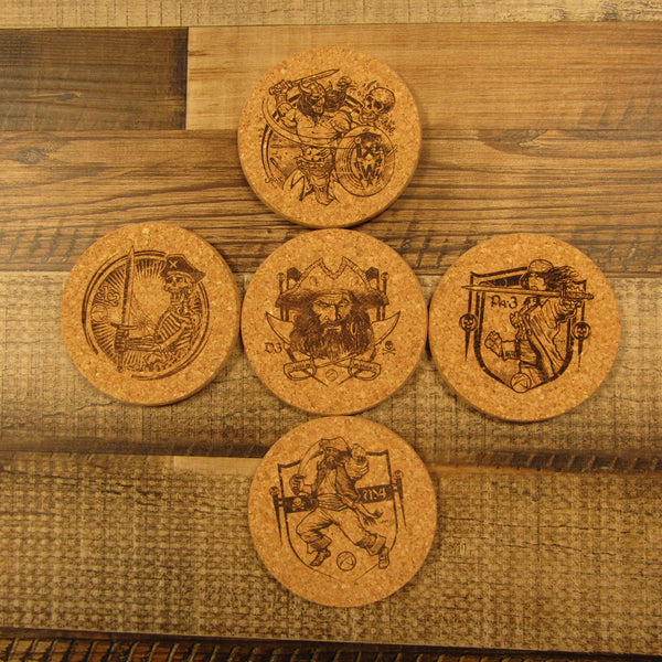 Coaster Set of 5 - Art by Les White - Pirates and Warrior