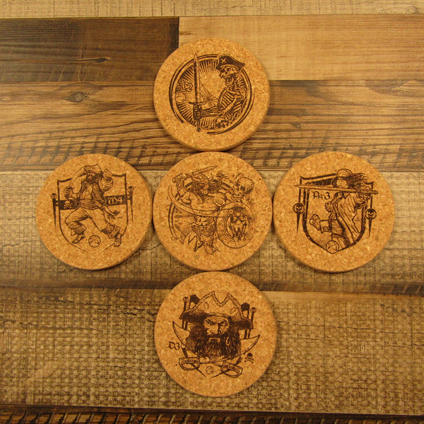 Coaster Set of 5 - Art by Les White - Pirates and Warrior
