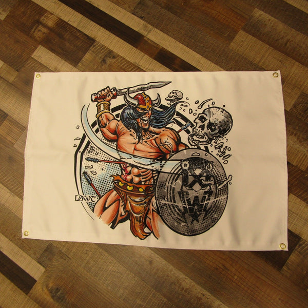 Les White Warrior Fabric Banner 36" x 24" Color Print
